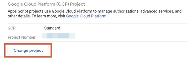 5. From the Google Cloud Platform (GCP) Project, click “Change project”.